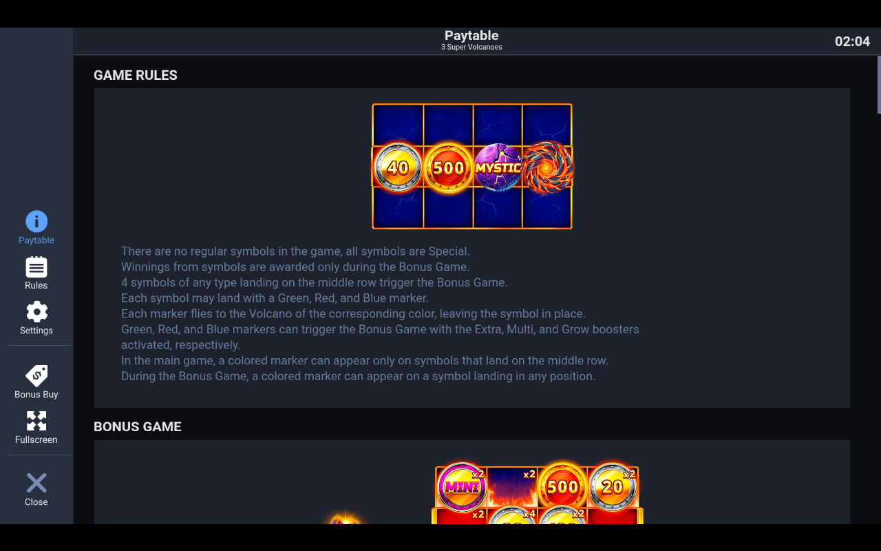 3 Super Volcanoes information screen