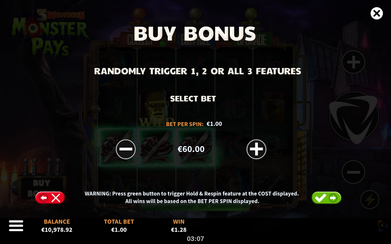 3 Wonders Monster Pays bonus buy