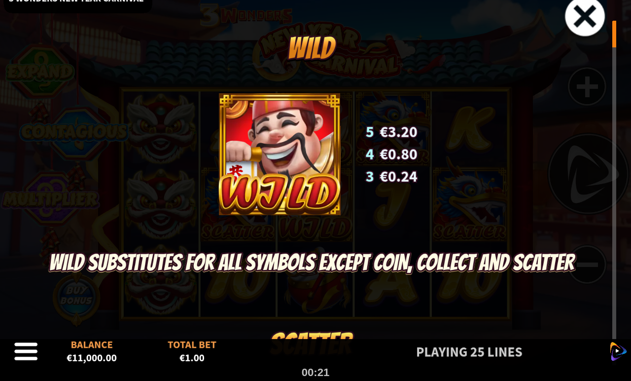 3 Wonders New Year Carnival information screen