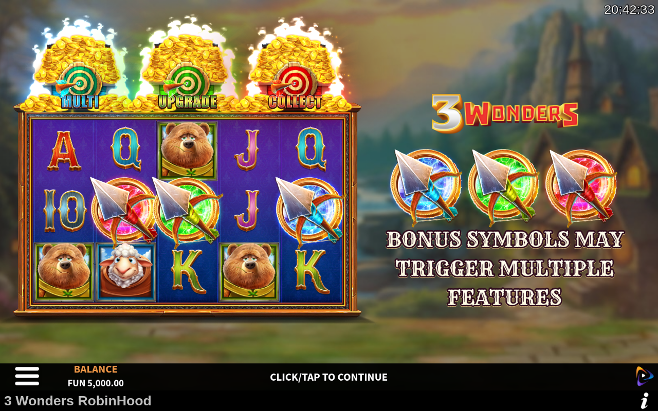 3 Wonders Robin Hood information screen