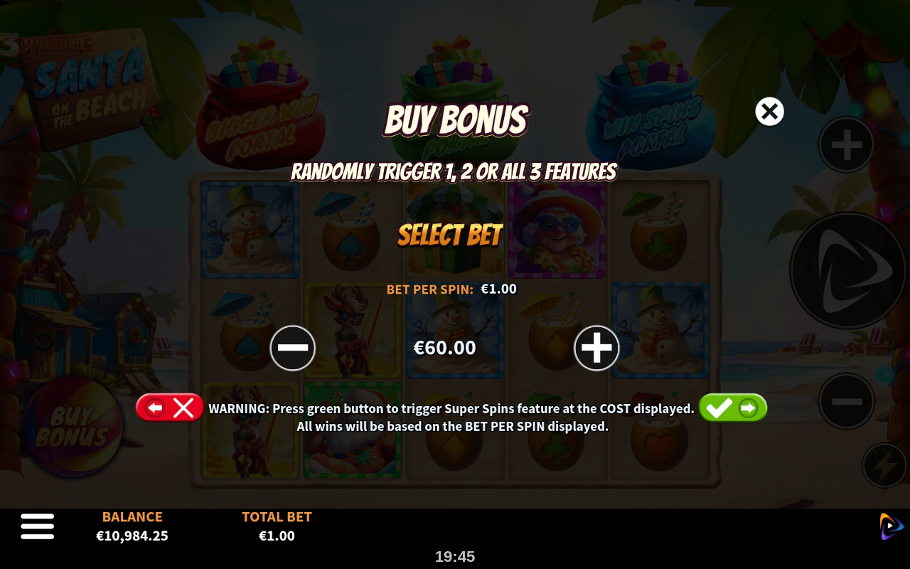 3 Wonders Santa on the Beach bonus buy