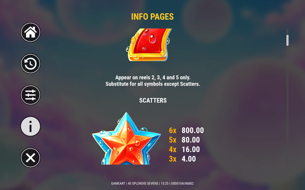 40 Splendid Sevens information screen