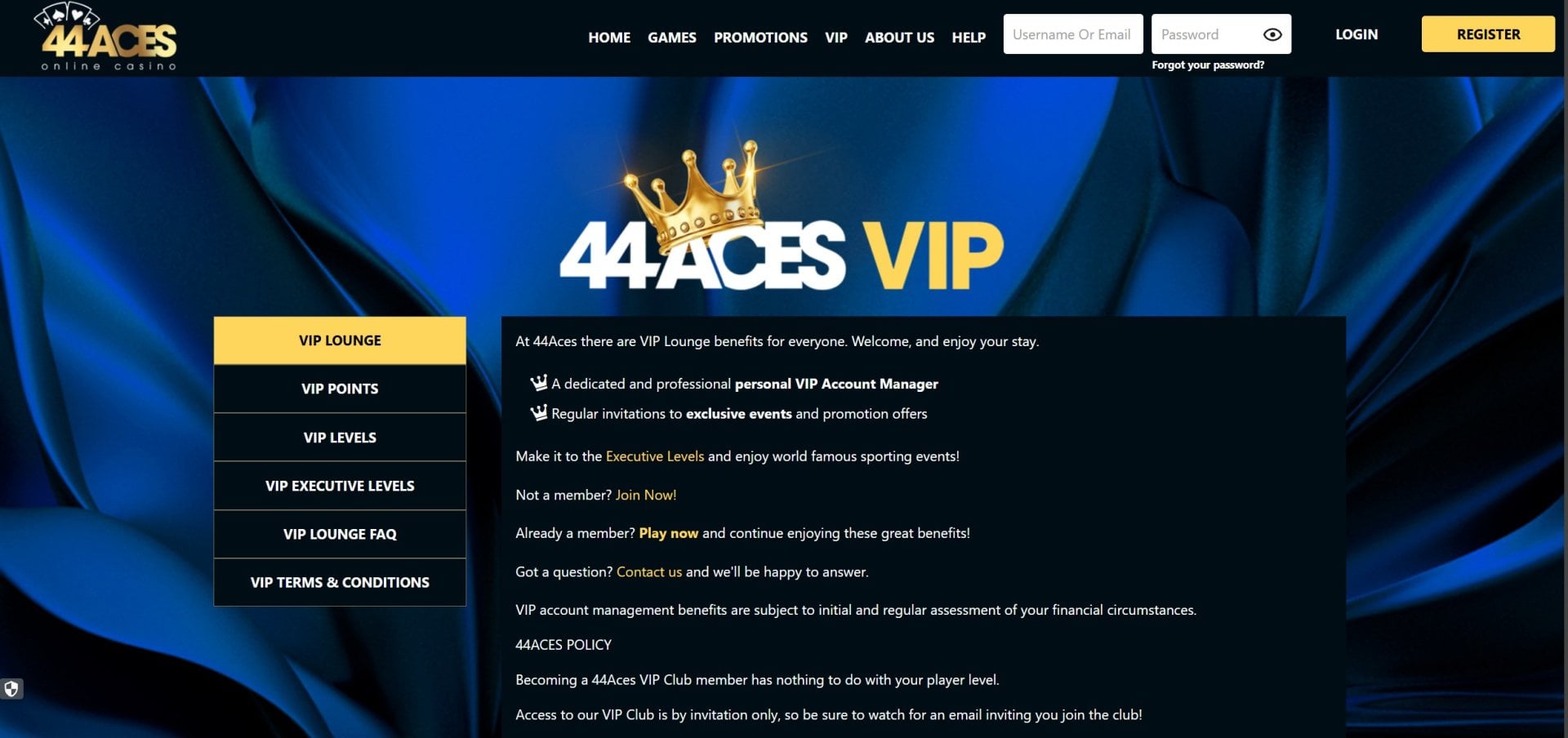 44 Aces Vip Programme