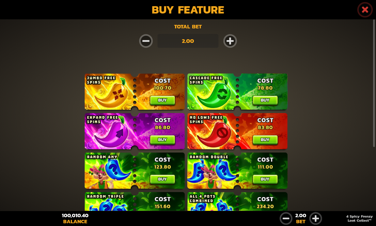 4 Spicy Frenzy Loot Collect bonus buy menu