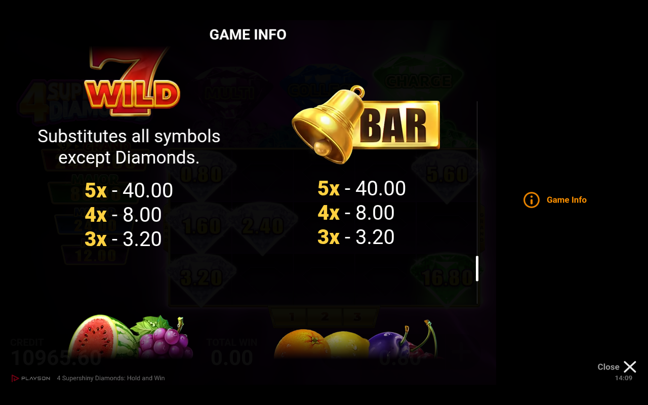 4 Supershiny Diamonds wild symbol information