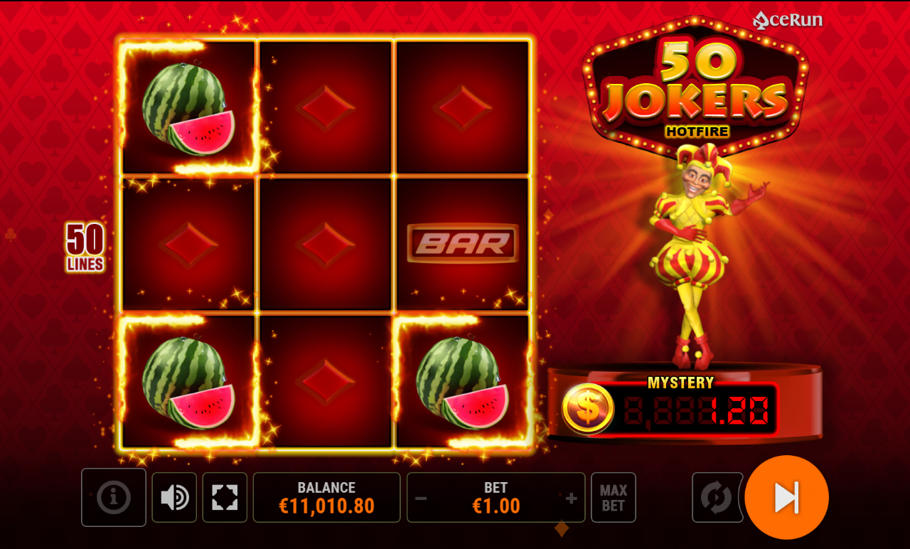 50 Jokers HOTFIRE gameplay showing the Mystery meter