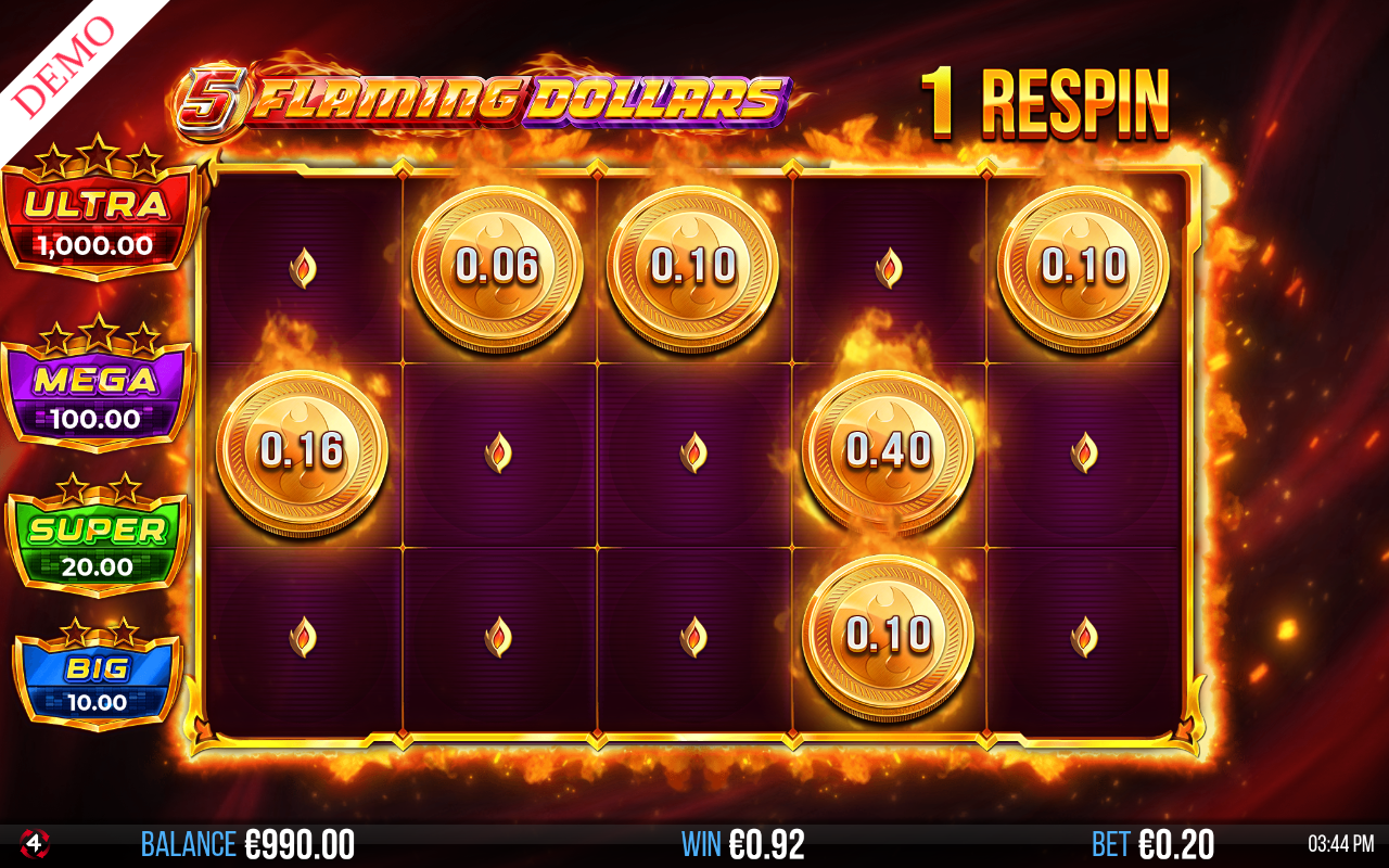 5 Flaming Dollars bonus round