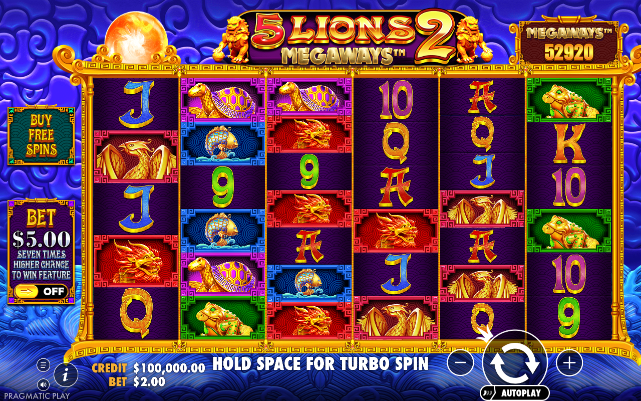 5 Lions Megaways 2 base game