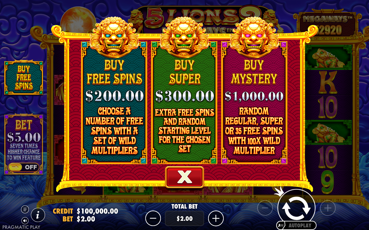 5 Lions Megaways 2 bonus buy