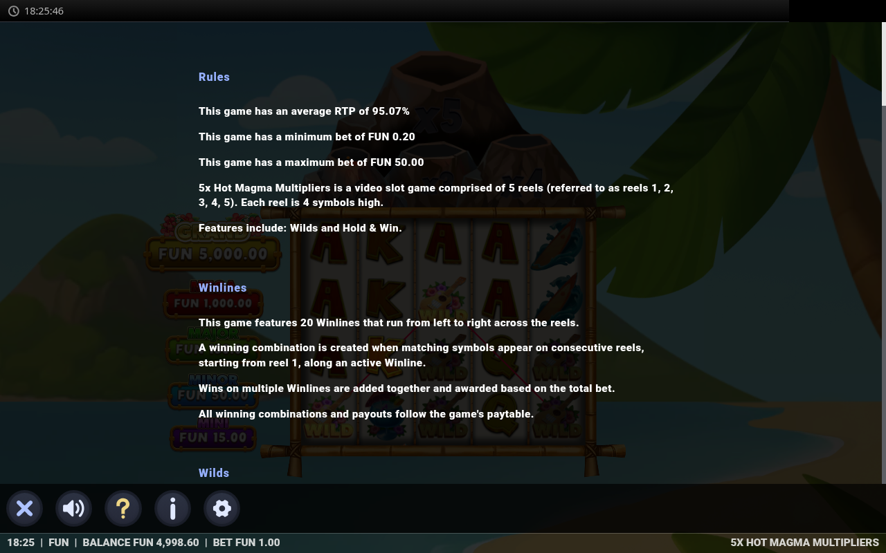 5x Hot Magma Multipliers information screen