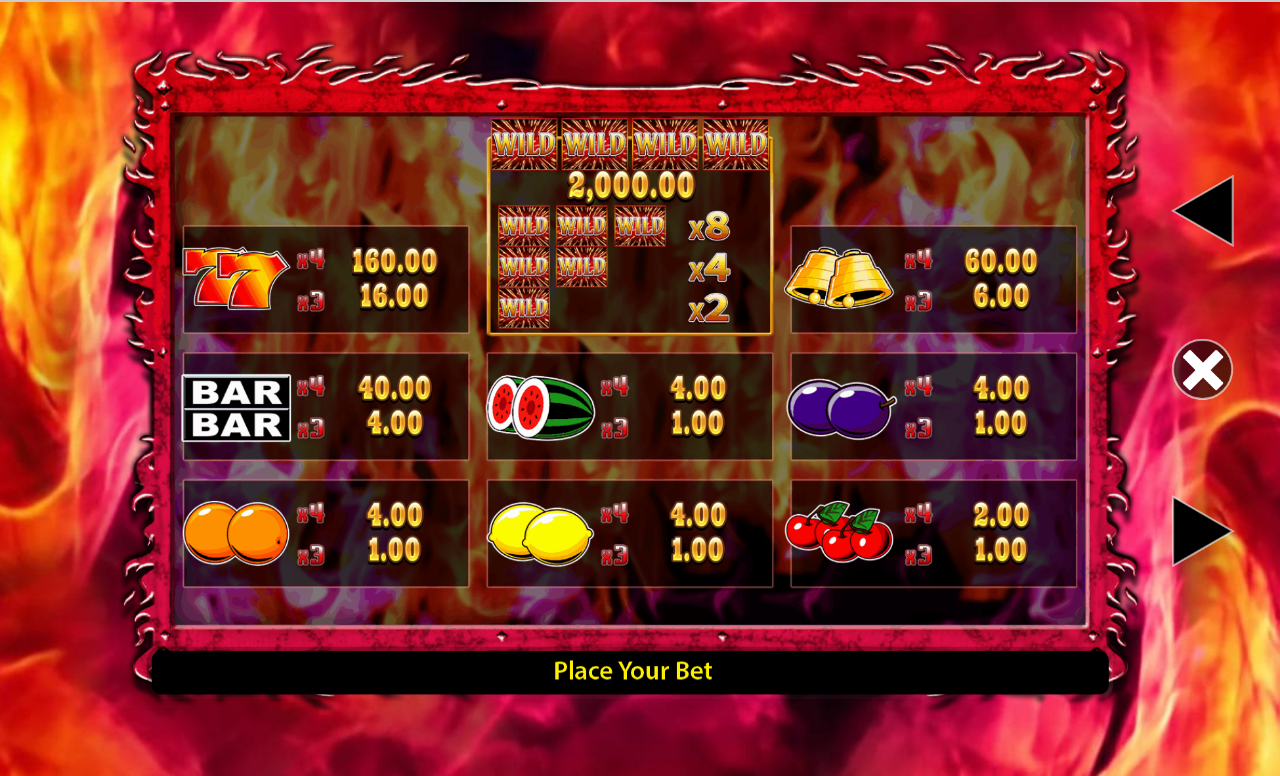 7 S Deluxe Wild Fortune Play information screen