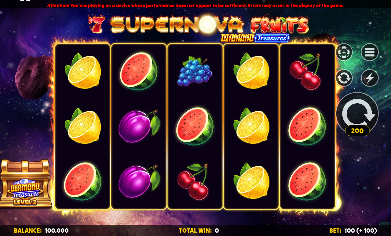 7 Supernova Fruits Diamond Treasures base game