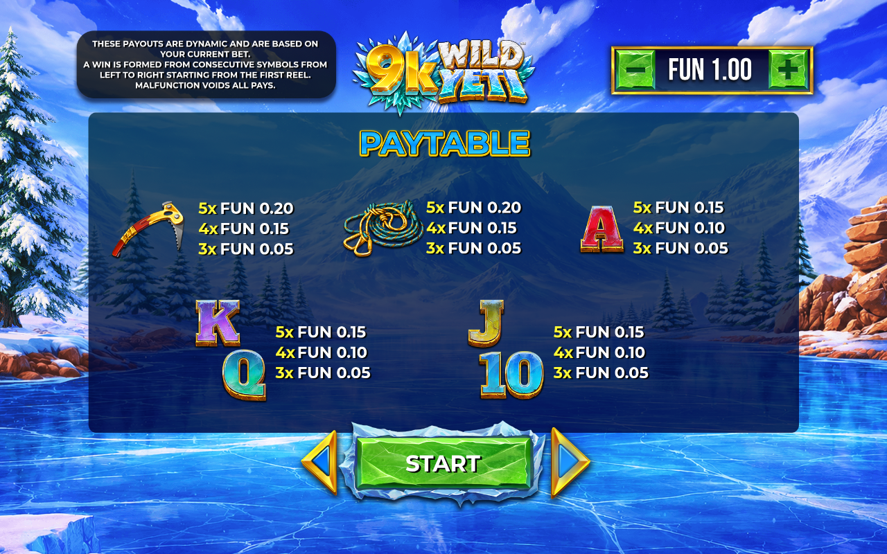 9k Wild Yeti information screen