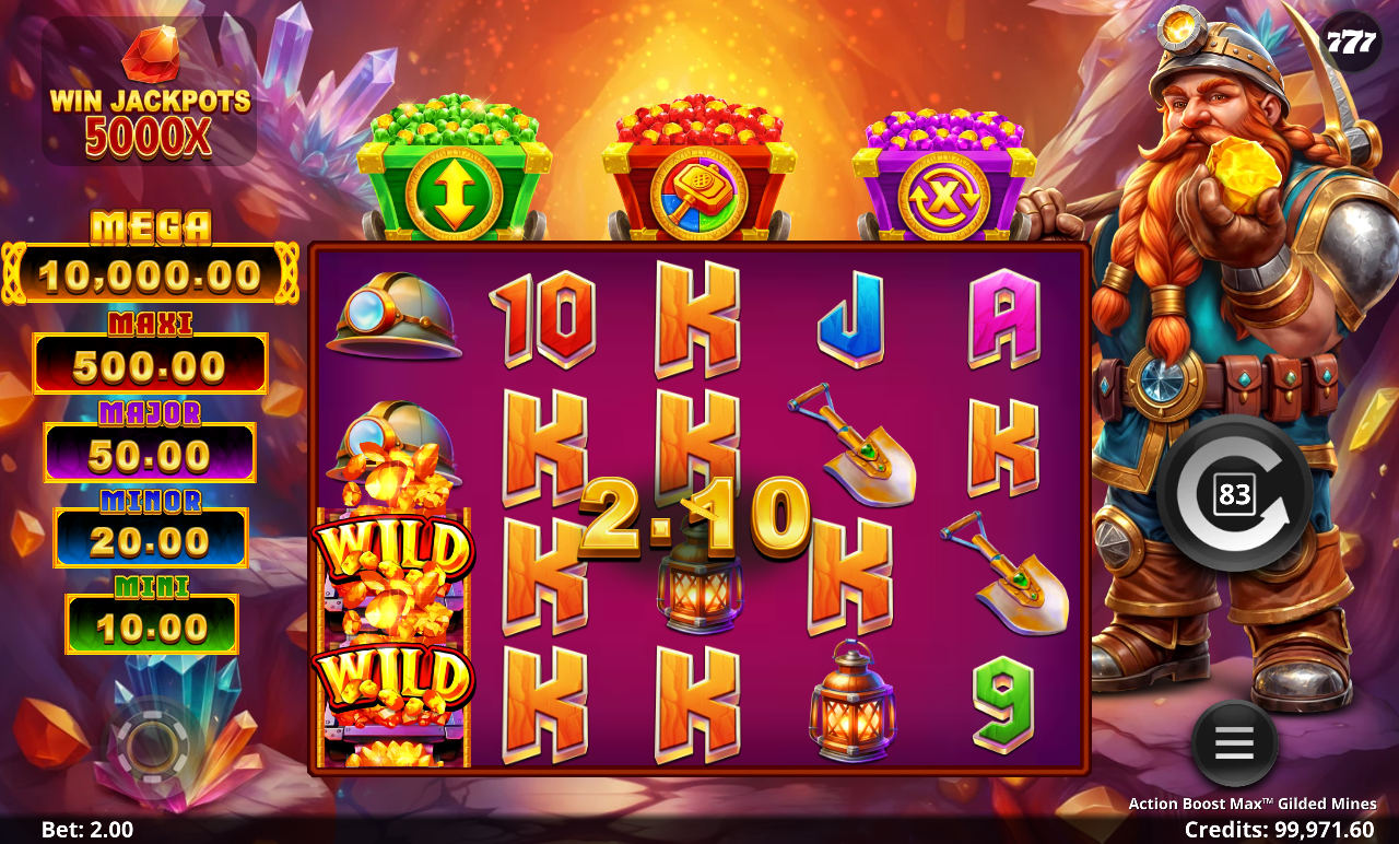 Action Boost Max Gilded Mines gameplay with gems collecting
