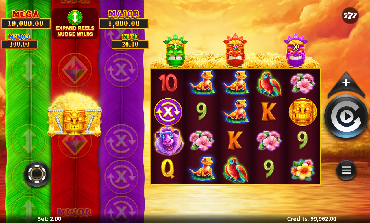 Action Boost Tiki Treasures free spins with expanded reels