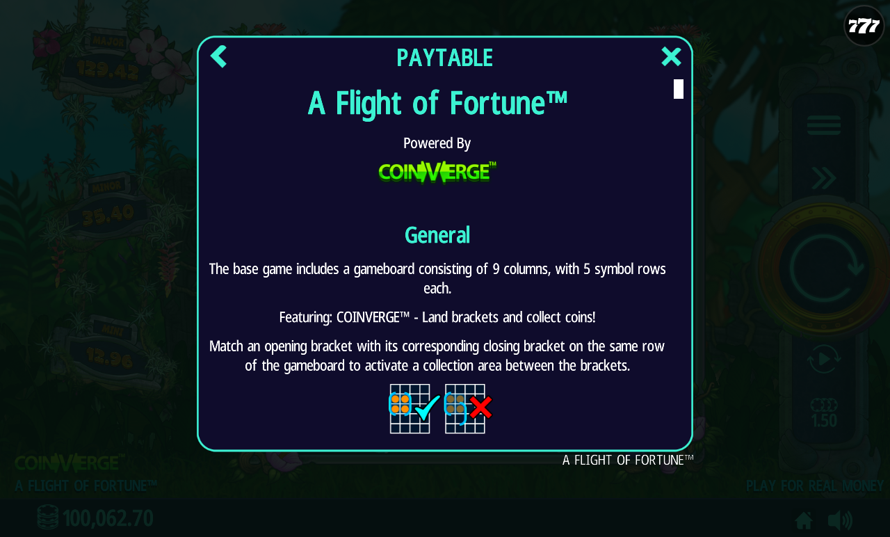 A Flight of Fortune information screen