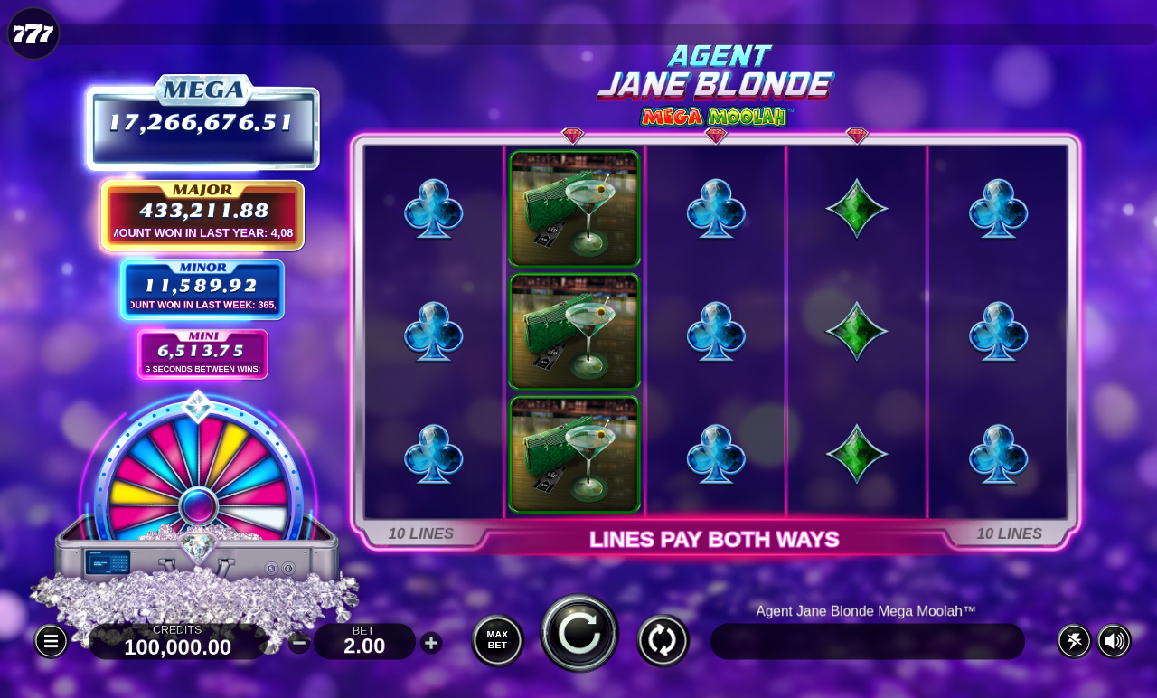 Agent Jane Blonde Mega Moolah base game