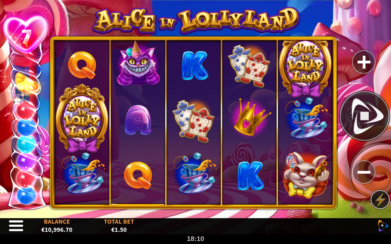 Alice in Lollyland gameplay with frame symbols