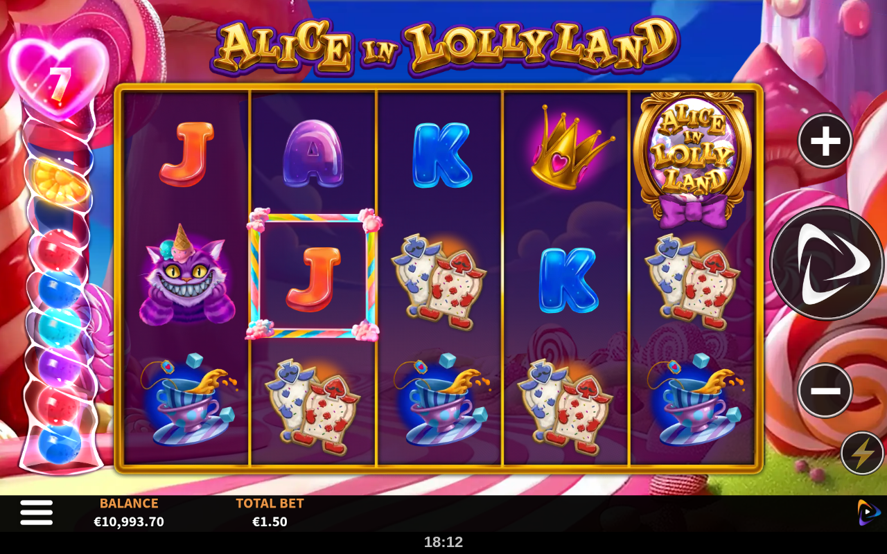 Alice in Lollyland gameplay with wild-filled reels