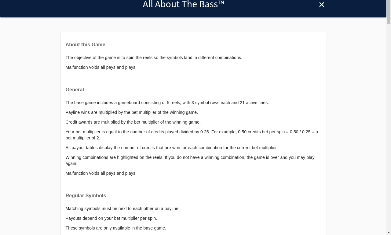 All About the Bass information screen