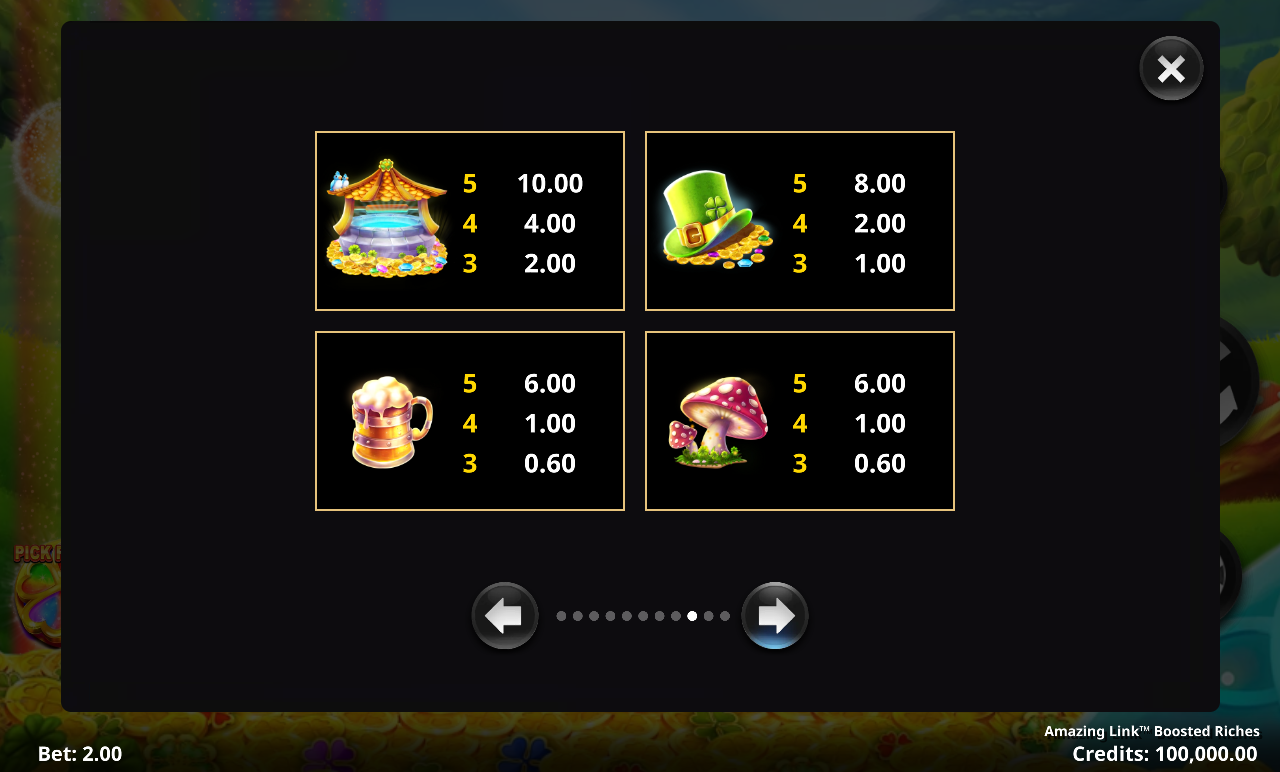 Amazing Link Boosted Riches information screen