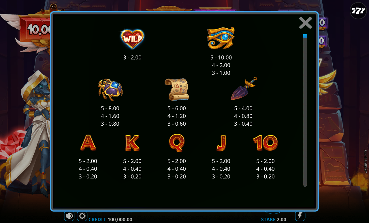 Ammit Hellfire information screen