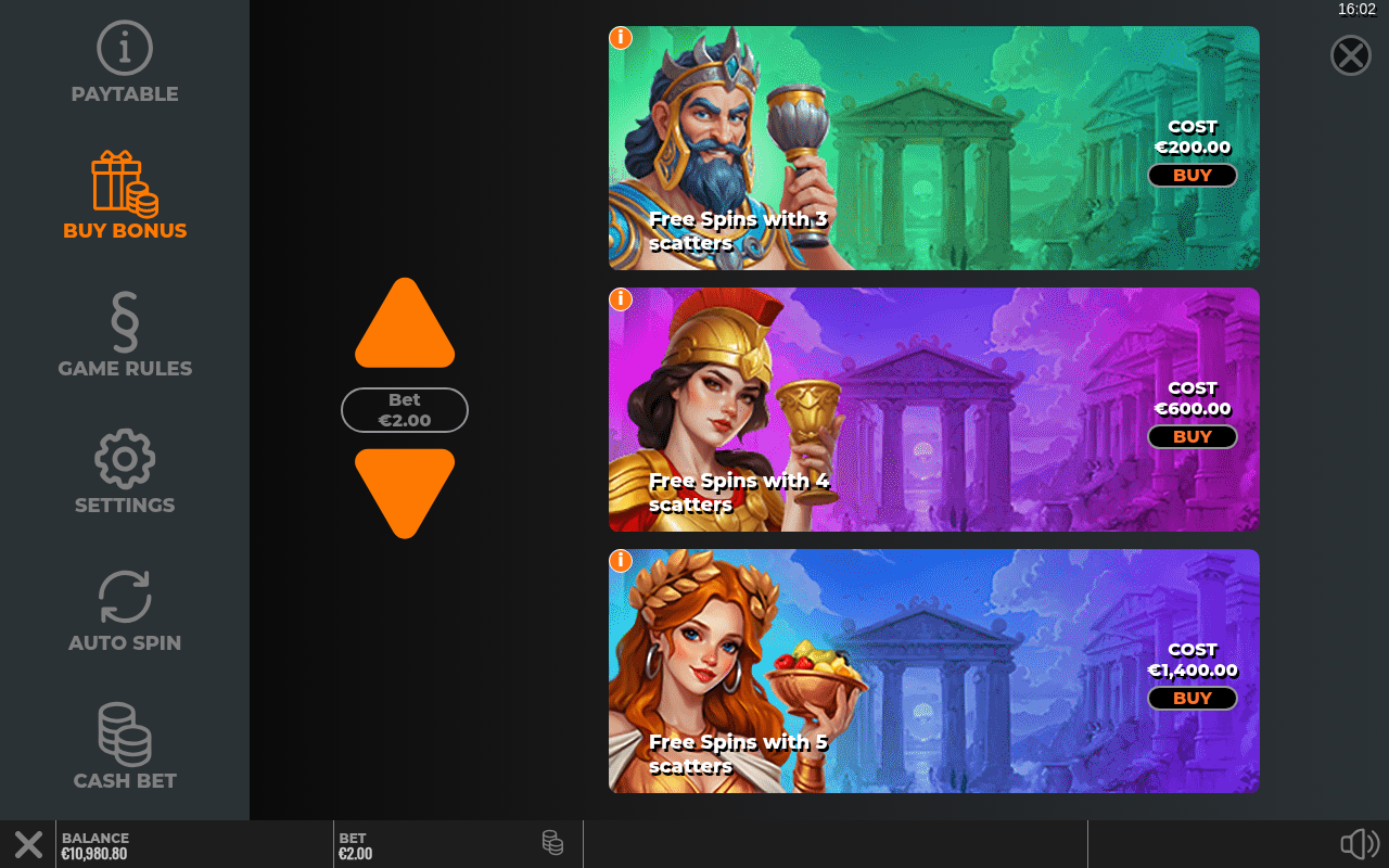 Aphrodite Goes Wild RushingWilds bonus buy