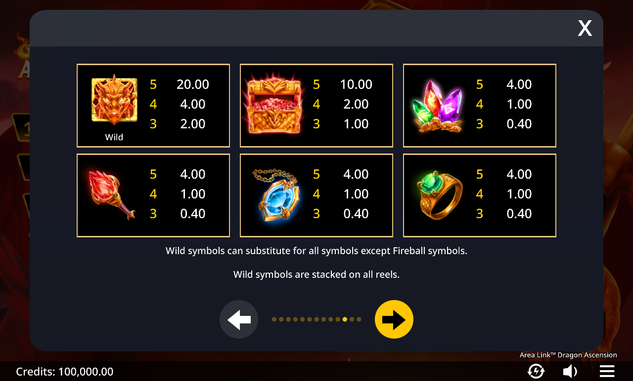Area Link Dragon Ascension information screen