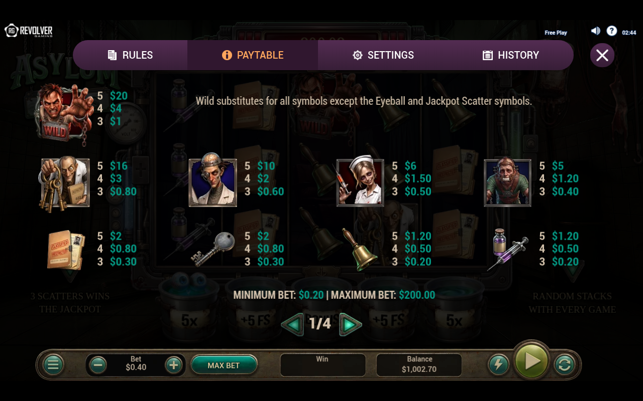 Asylum Files wild and betting rules