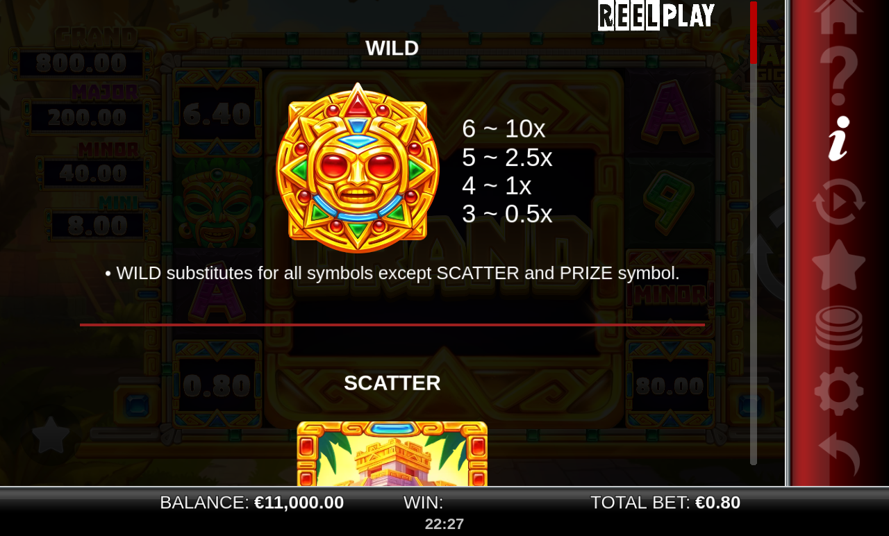 Aztec GigaBlox information screen