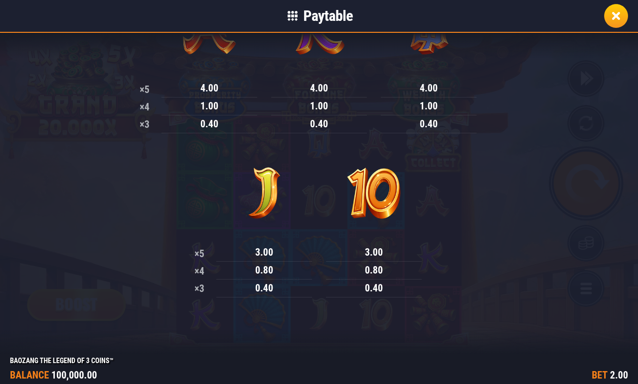 Baozang the Legend of 3 Coins bonus game rules