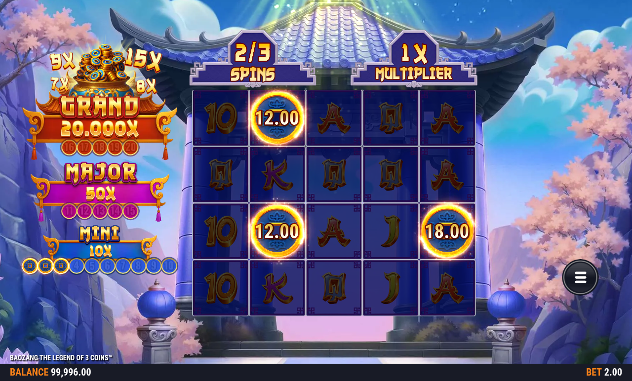 Baozang the Legend of 3 Coins bonus game grid