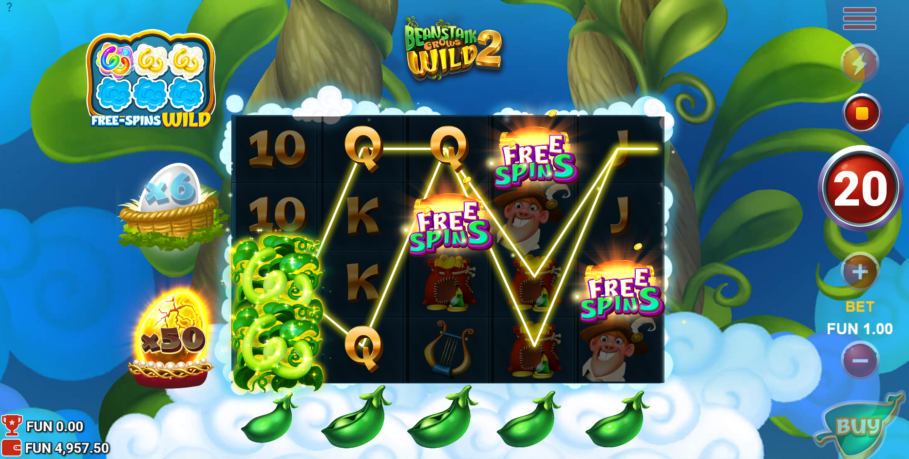 Beanstalk Grows Wild Free Spins trigger