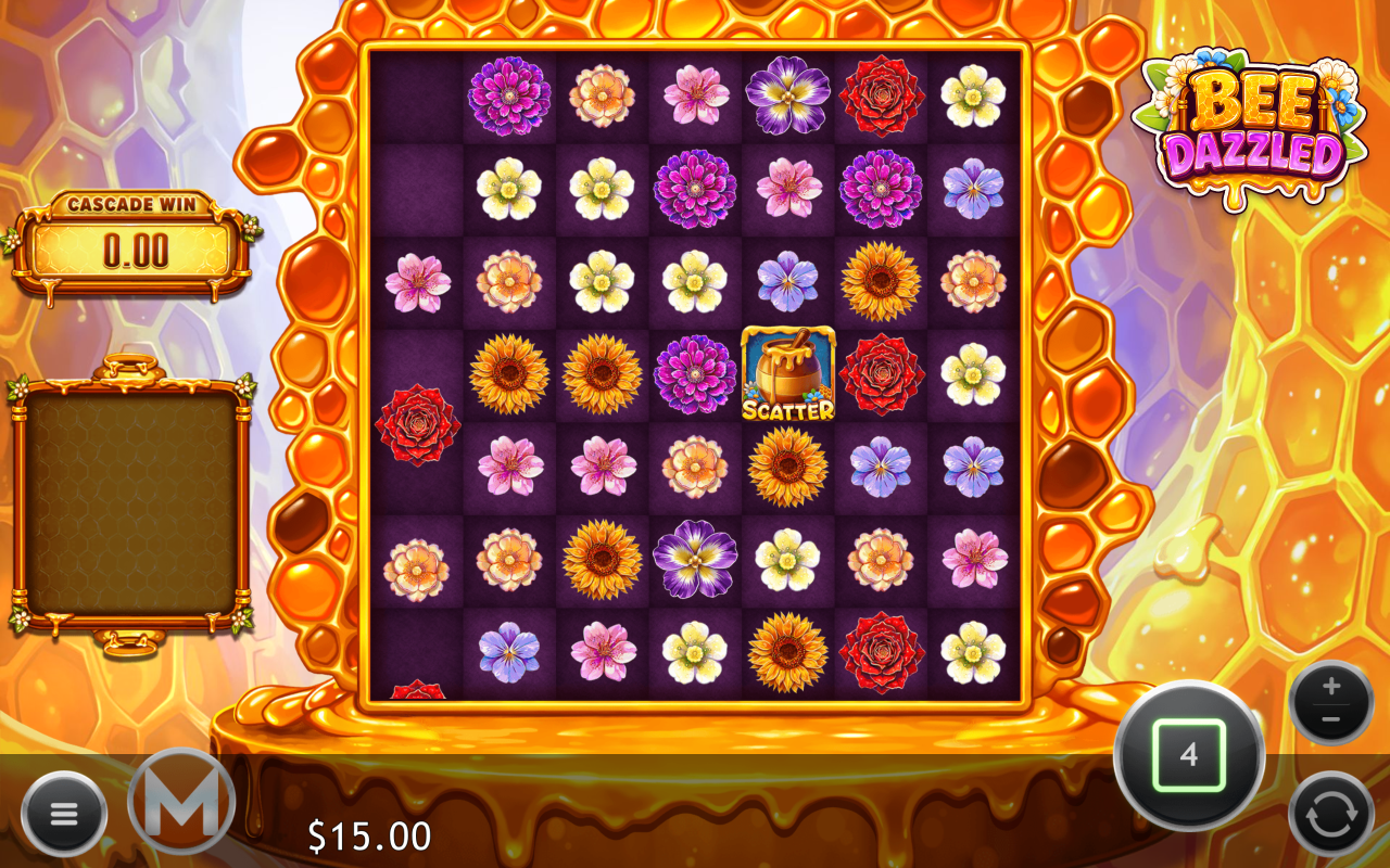 Bee Dazzled gameplay with Bee overlay and Bee Hive scatter
