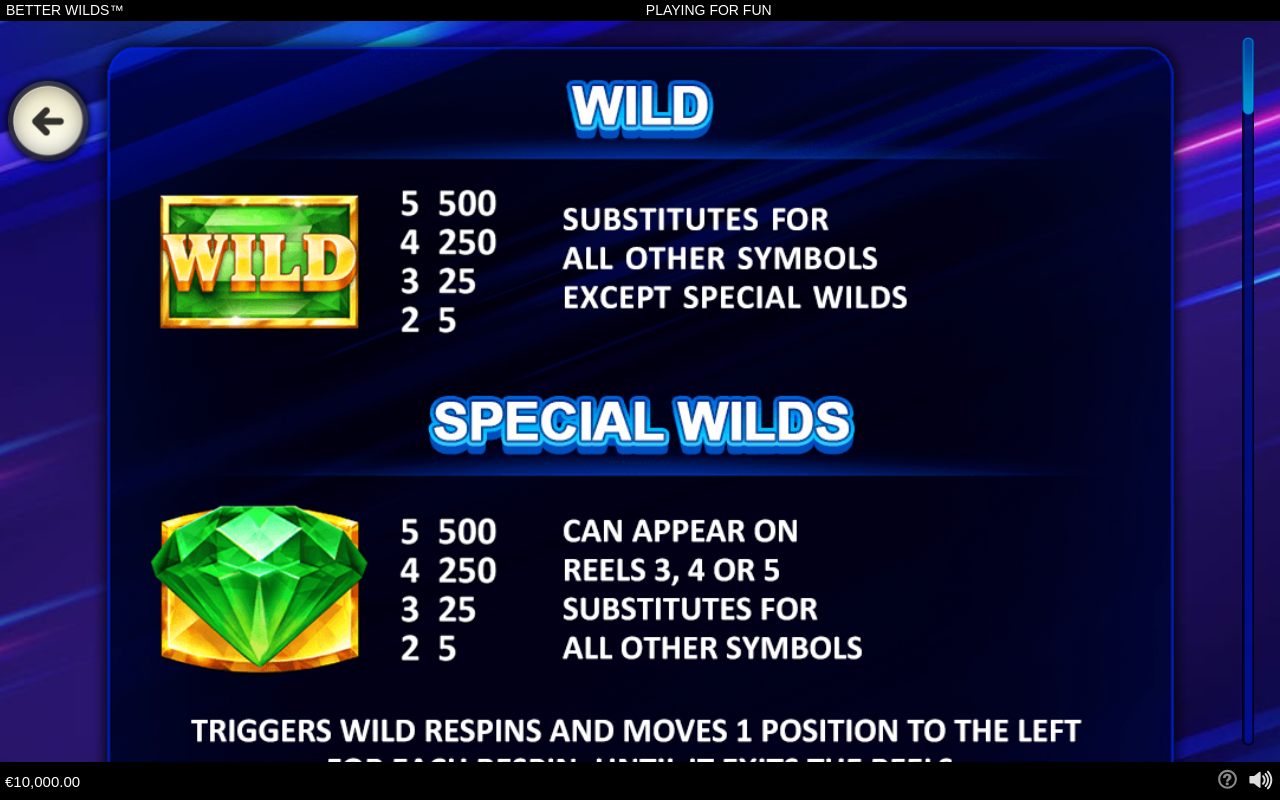 Better Wilds information screen