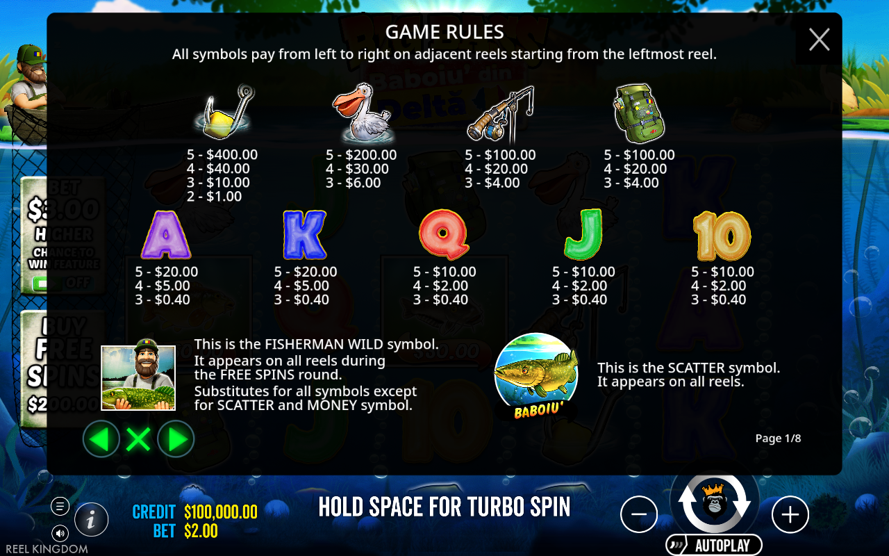 Big Bass Baboiu' din Delta information screen