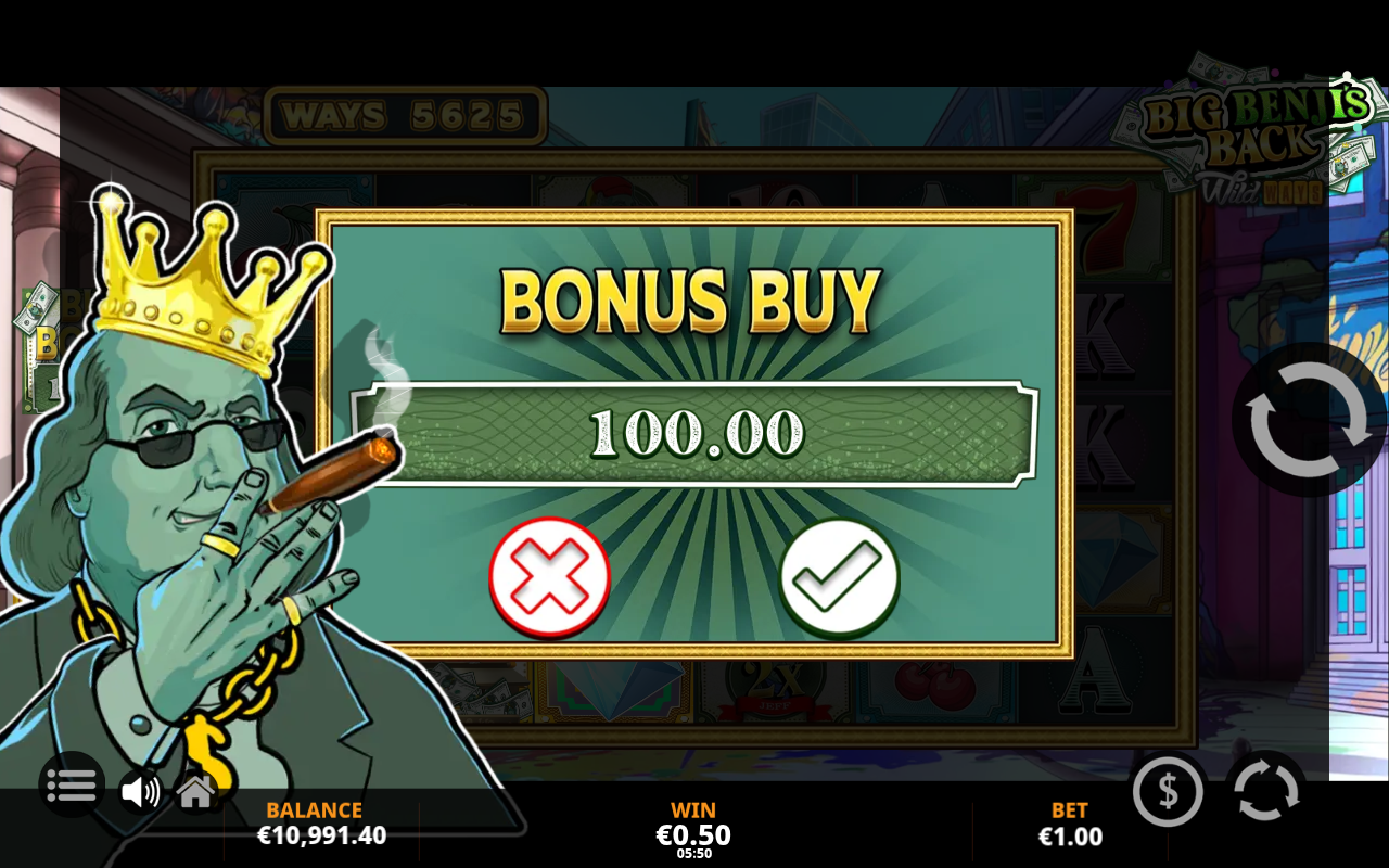 Big Benji's Back WildWays bonus buy menu
