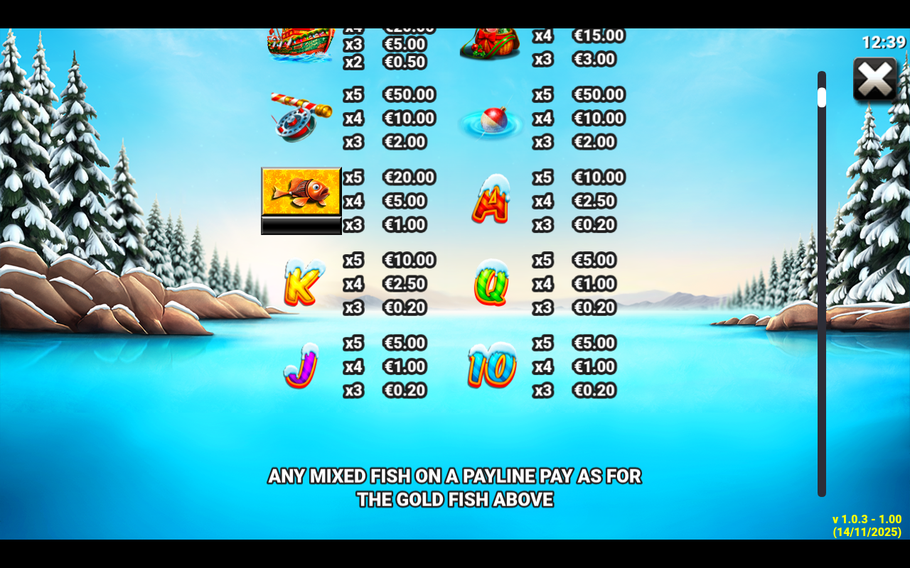 Big Game Fishing Christmas Catch information screen