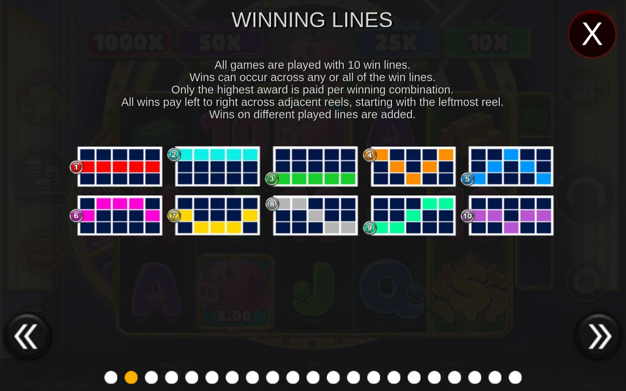 Bigger Piggy Bank information screen