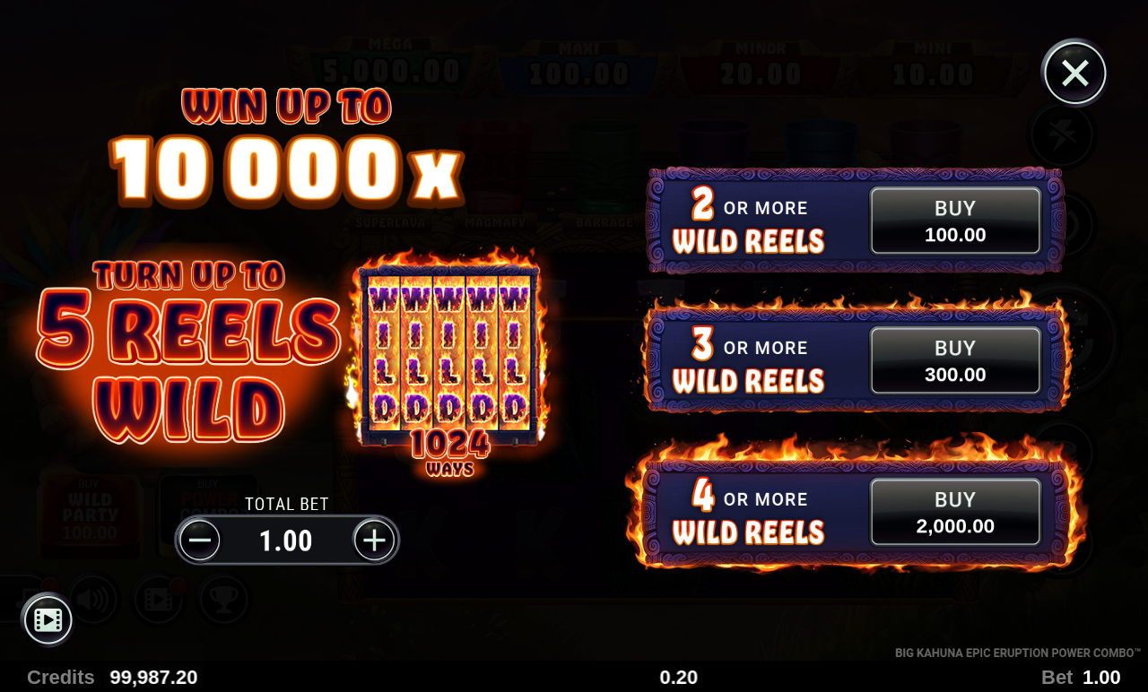 Big Kahuna Epic Eruption Power Combo buy feature menu