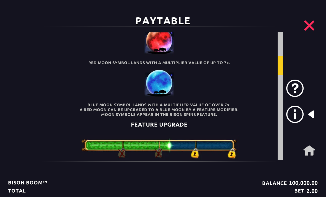 Bison Boom information screen