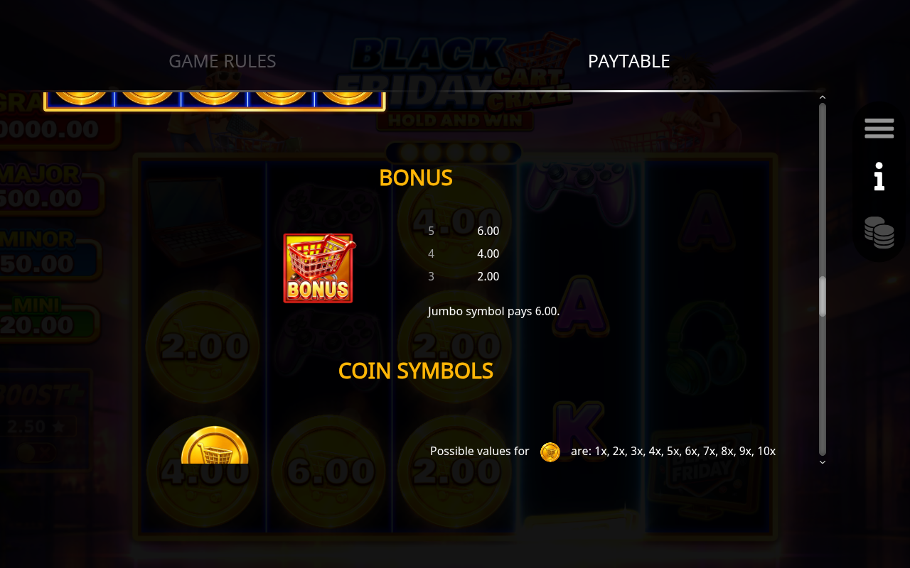 Black Friday Cart Craze: Hold and Win information screen