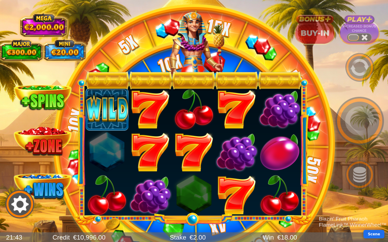 Blazin' Fruit Pharaoh FlameLink WinnerWheel gameplay