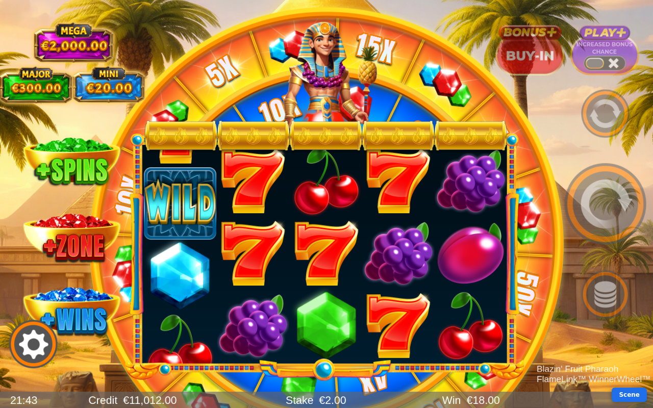 Blazin' Fruit Pharaoh FlameLink WinnerWheel gameplay