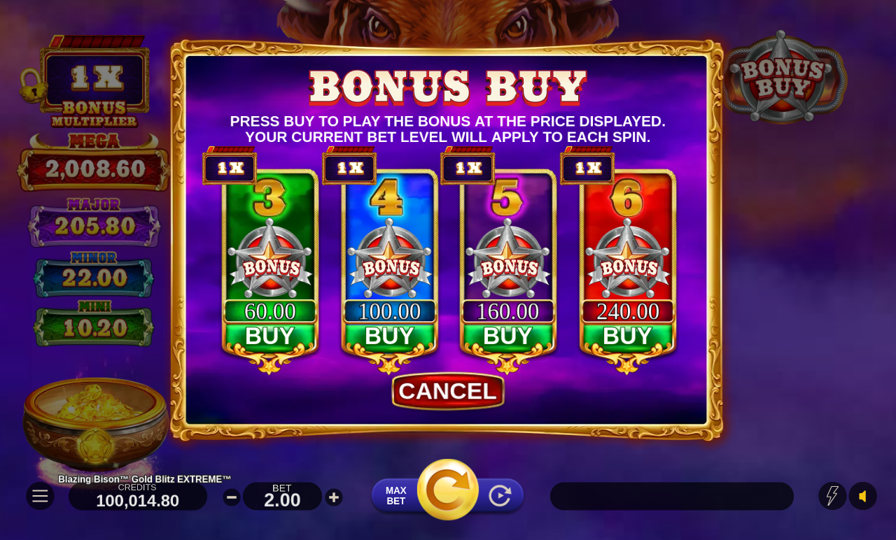 Blazing Bison Gold Blitz Extreme bonus buy