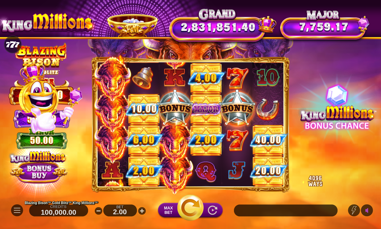 Blazing Bison Gold Blitz King Millions base game