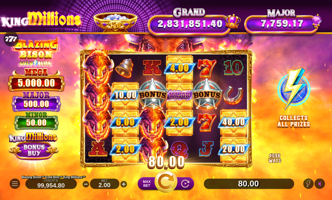 Blazing Bison Gold Blitz King Millions bonus round