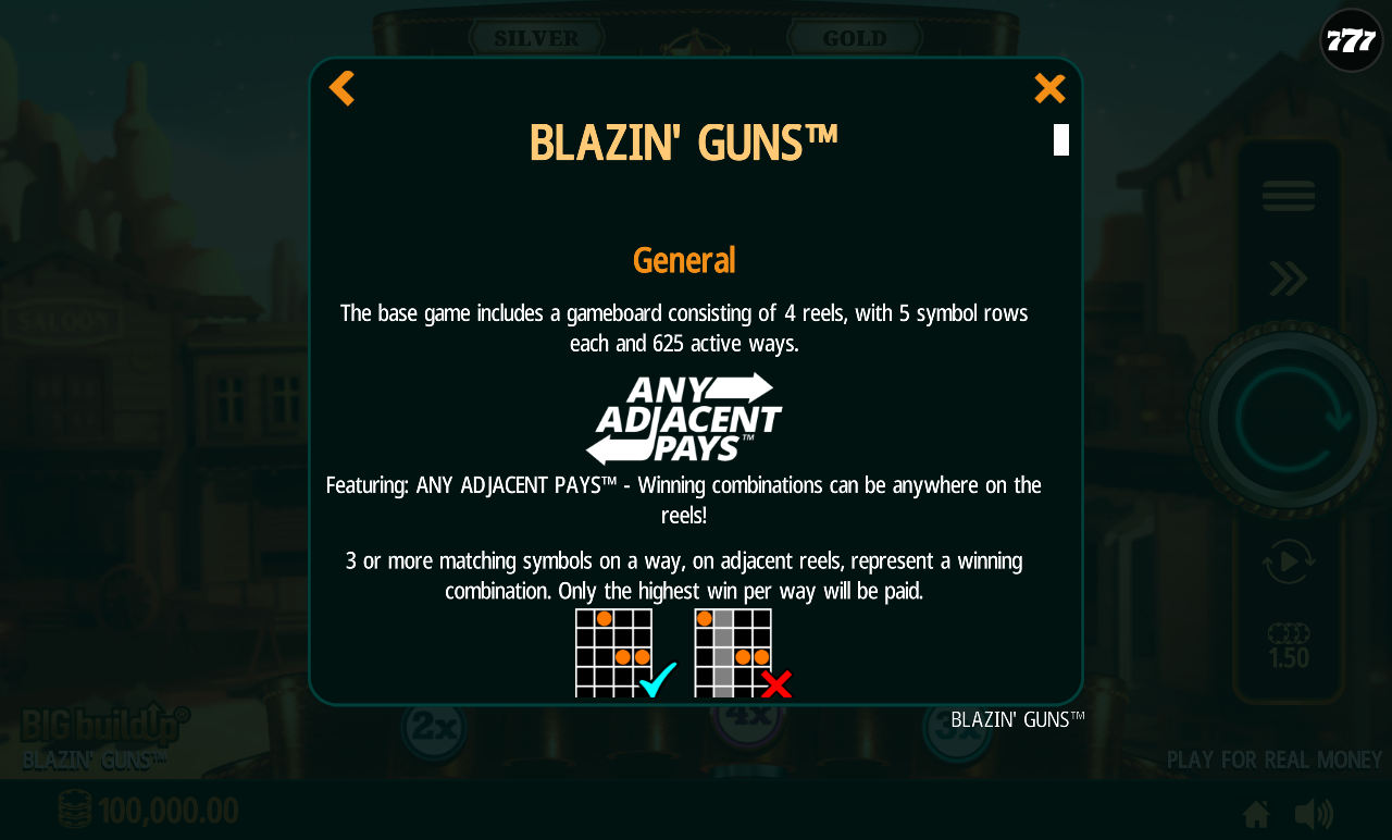 Blazin' Guns information screen