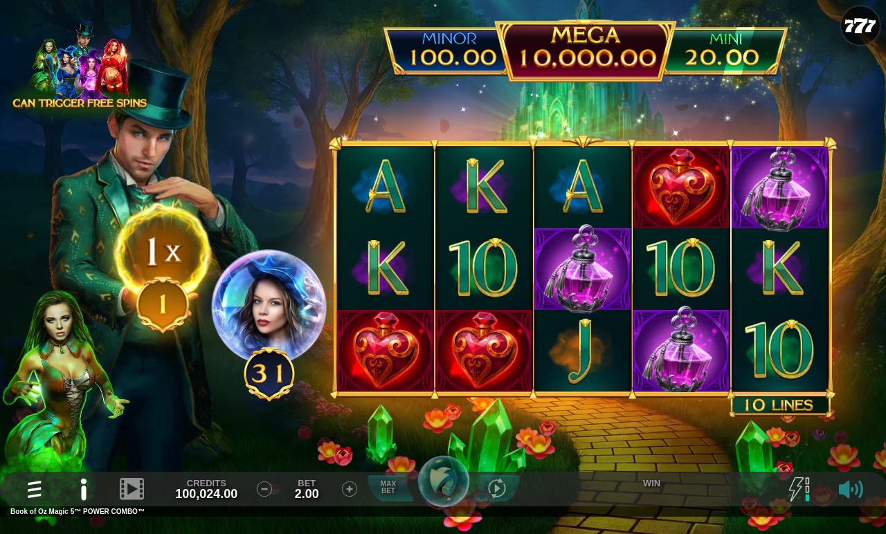 Book of Oz Magic 5 POWER COMBO gameplay