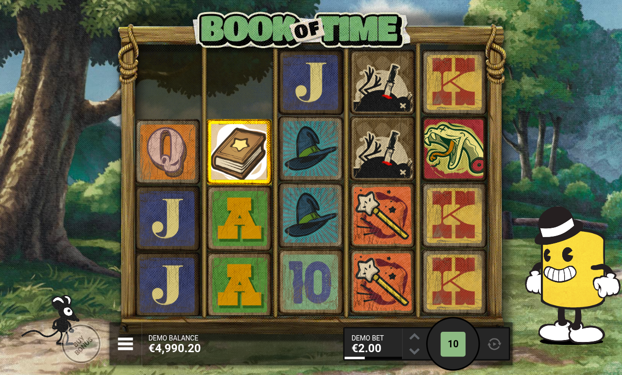 Book of Time gameplay showing the Book wild symbol